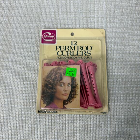 Vintage 80s Perm Rod Curlers Goody Brand Made in the USA 12 total pieces #430 - Picture 1 of 4